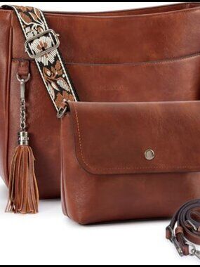 Vegan Leather Crossbody Hobo Purses Set with Adjustable Straps